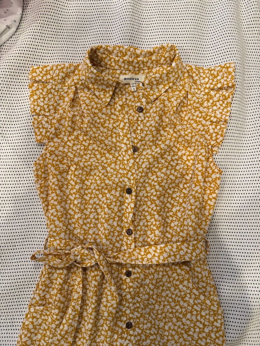 Monteau Yellow and White Floral Midi Dress
